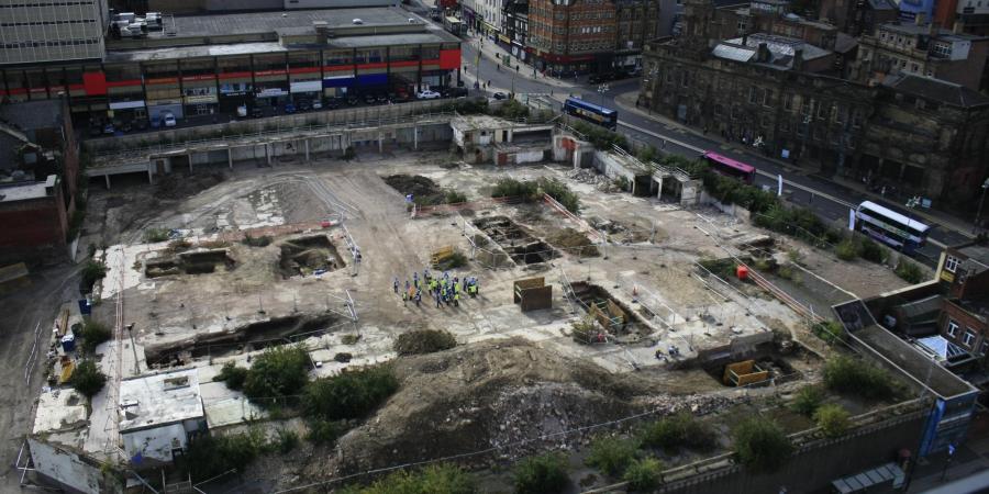 View of the Sheffield Castle excavations