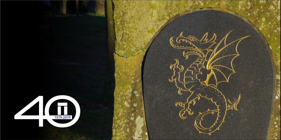 The Wyvern on a memorial stone on Dore village green
