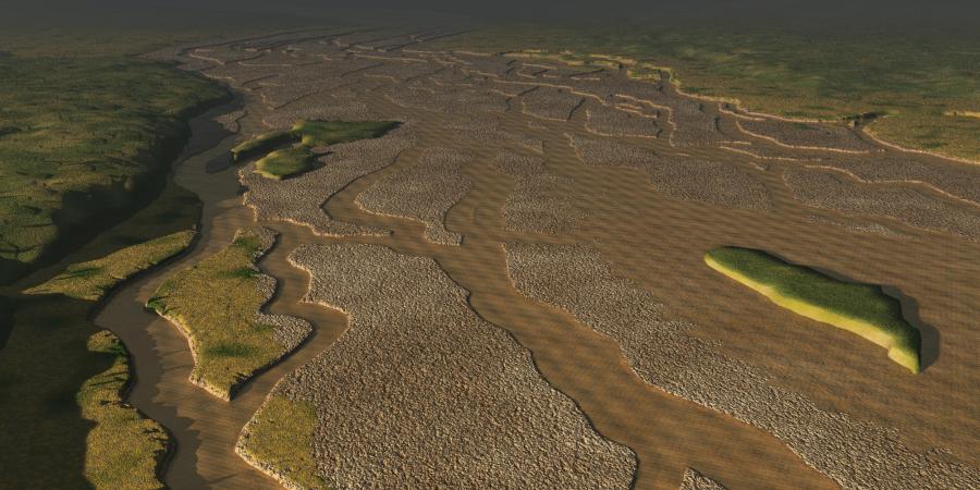 Reconstruction showing an abraded river system from Seabed Prehistory