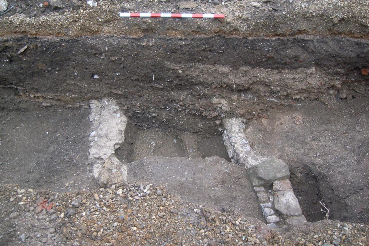 Two probable post medieval wall footings found during excavations