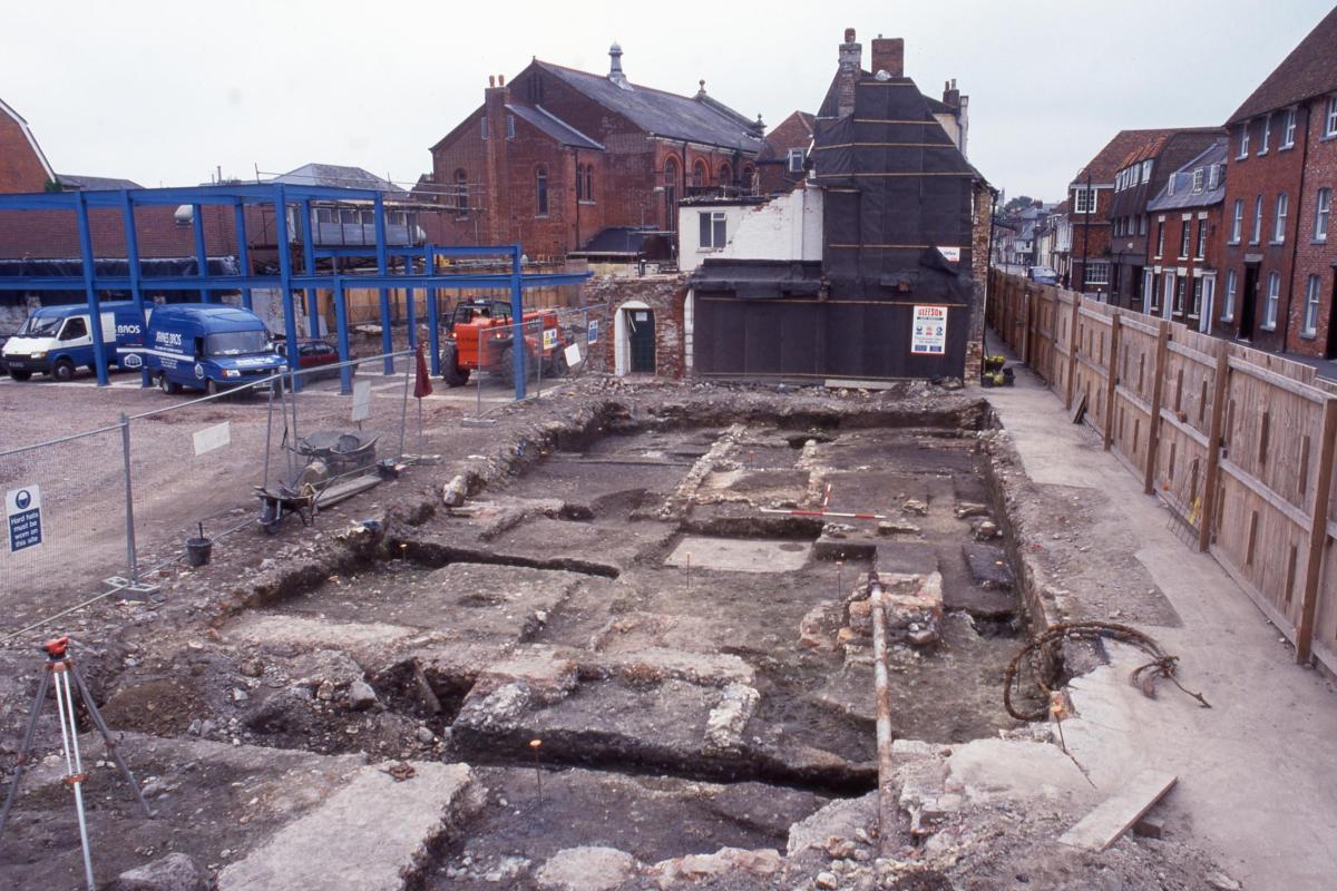 The excavations, with Gigant Street on the right, and Elim Chapel in the centre background