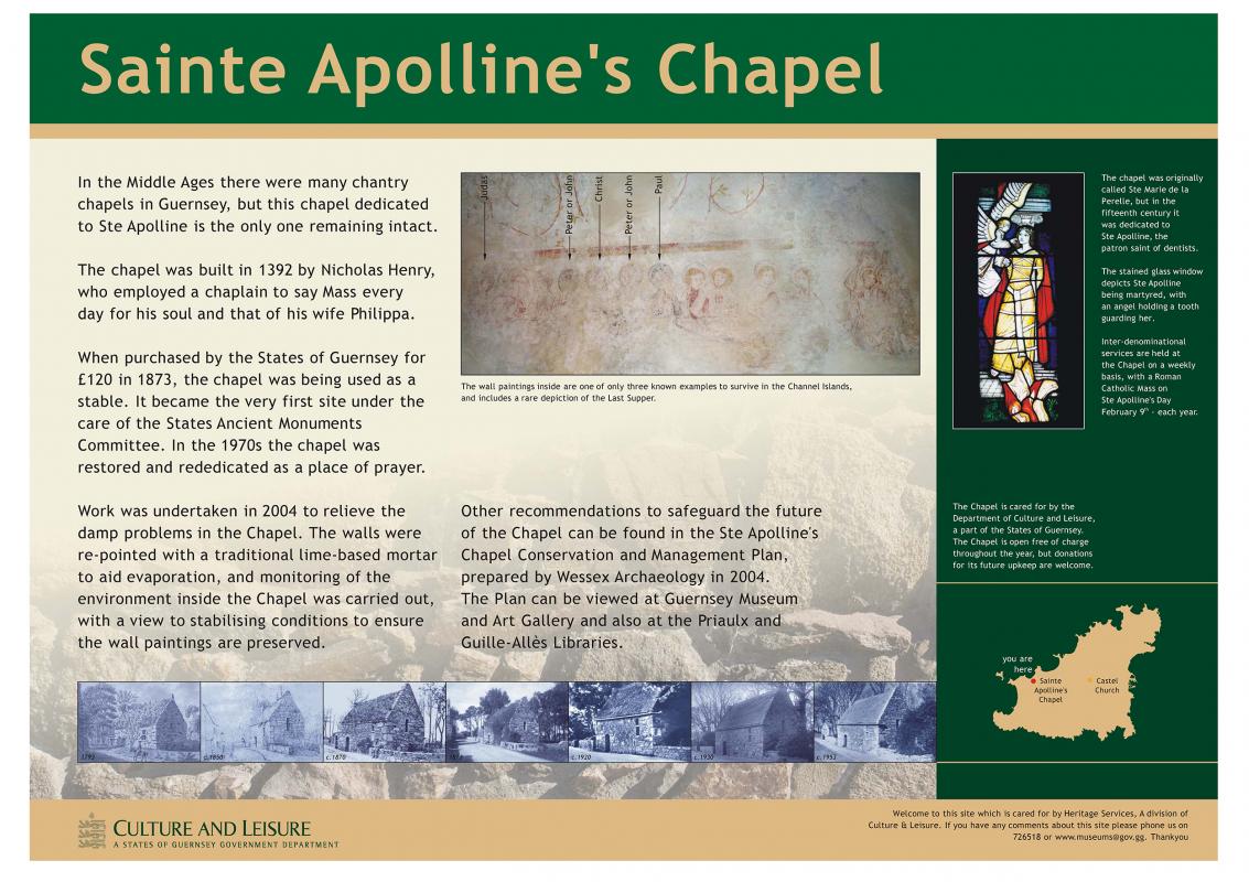 Ste Apolline’s Chapel, Guernsey A1 information panel artwork