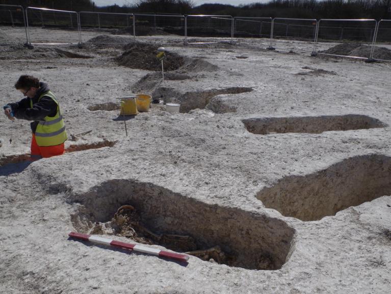 Cemetery under excavation at Corunna Barracks Ludgershall