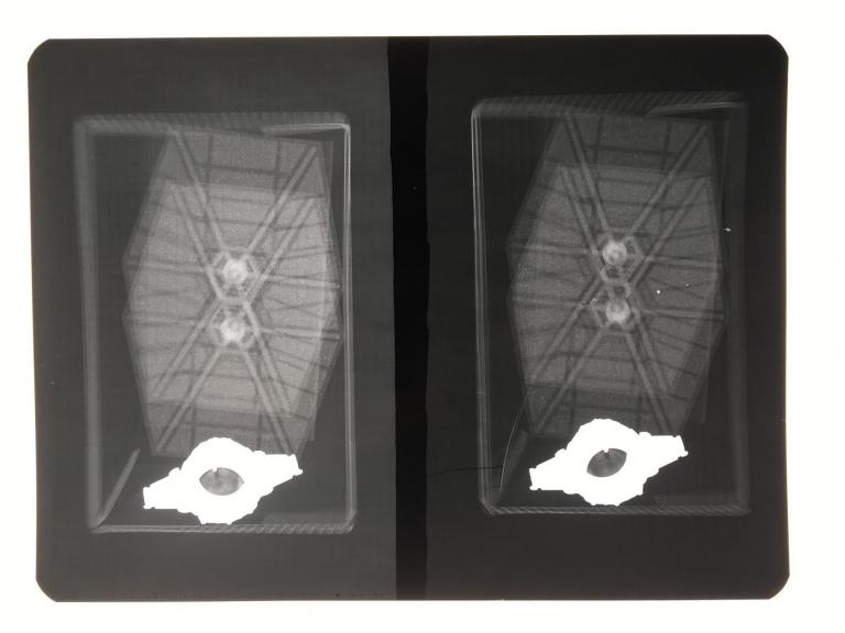X-ray image of the TIE Fighter in its box