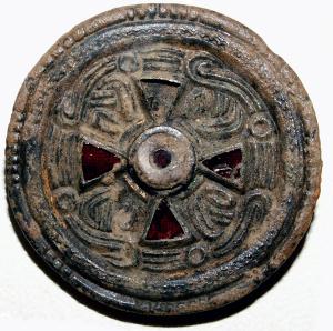 Disc brooch, found unstratified but it probably came from a disturbed grave