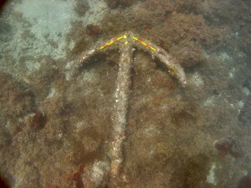 An anchor on the Tal-Y-Bont wreck site