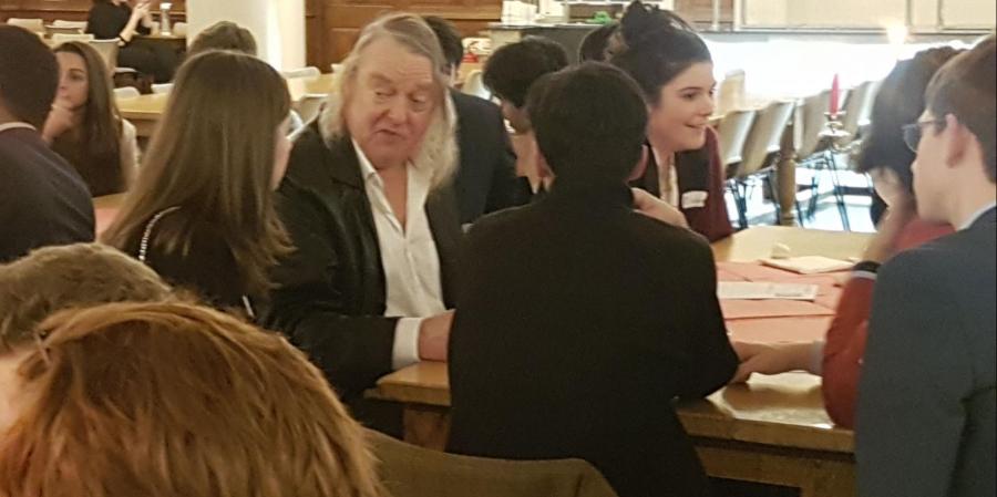 Phil Harding talking to students at Dauntsey School