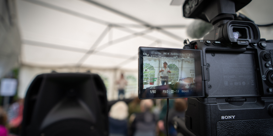 Photograph: filming a talk by Phil Harding