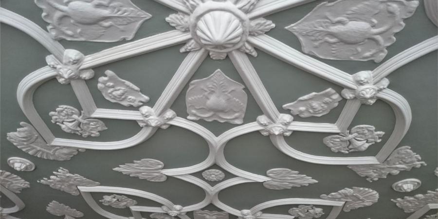 A tale of two ceilings - detail of the jacobean plaster work at the Grapes