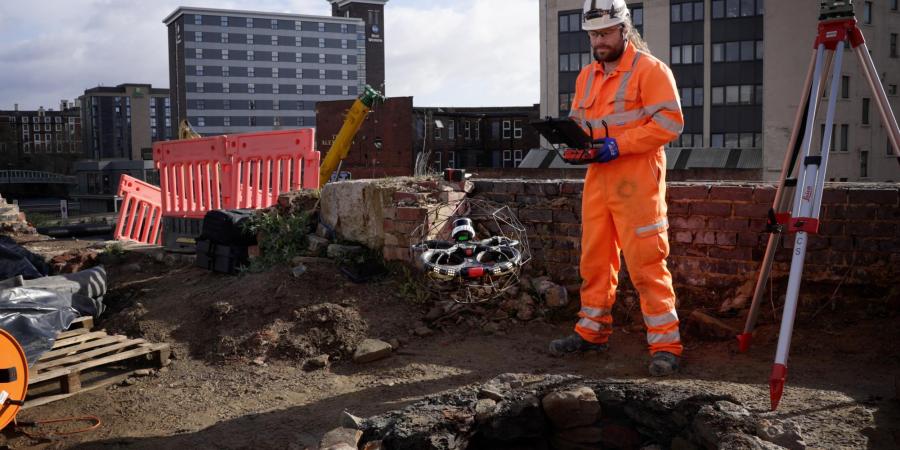 Drone used by archaeologists to film inside medieval well at Sheffield Castle