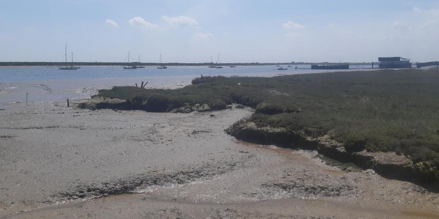 The shoreline in Paglesham where the remains are thought to lie, copyright Historic England