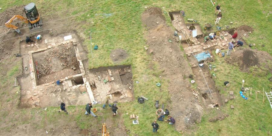 Time Team excavating at Poulton Hall, Cheshire