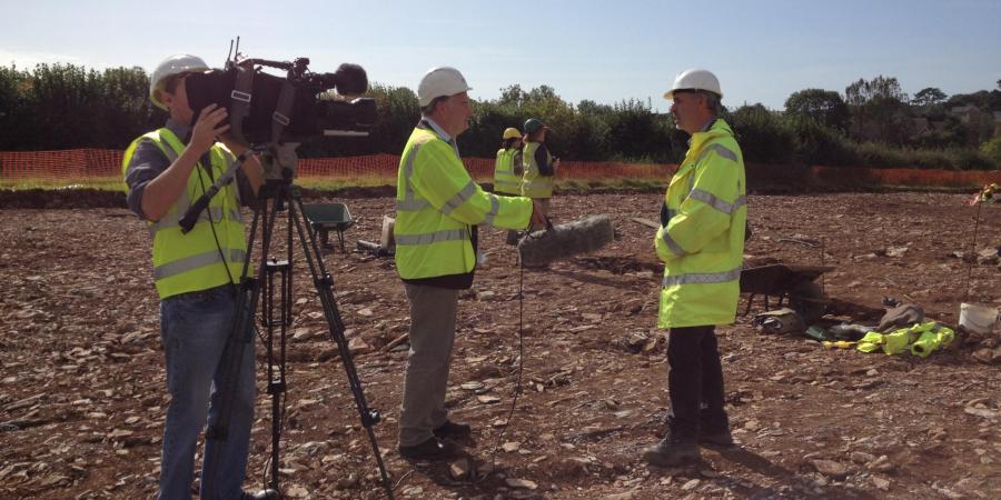 External news crew recording on site at Sherford