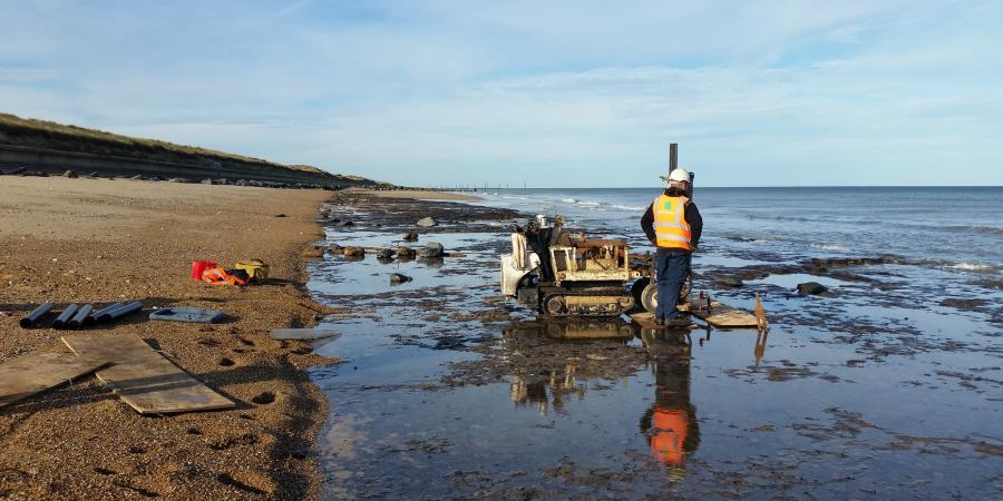 Geoarchaeologists sampling