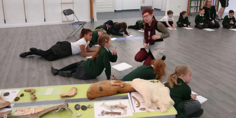 Kerry Lemon with pupils from Greentrees Junior School