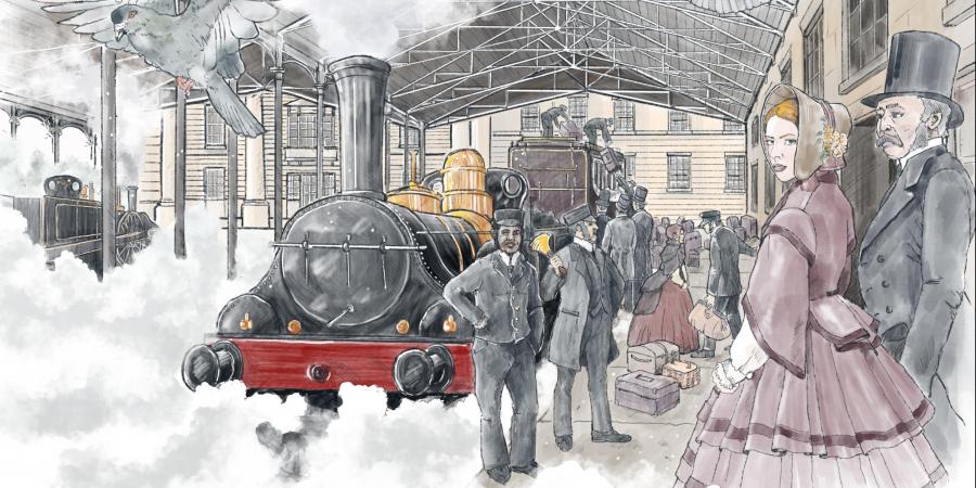 Reconstruction showing a visualisation of a Victorian railway station