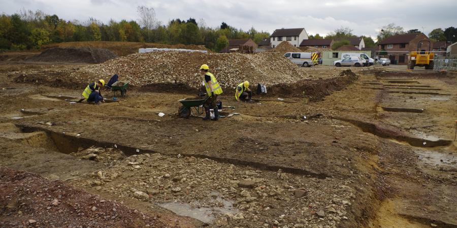 Archaeological excavation work at the Hucclecote Centre