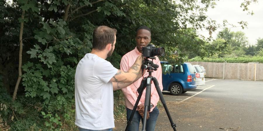 Jonas carrying out some building recording