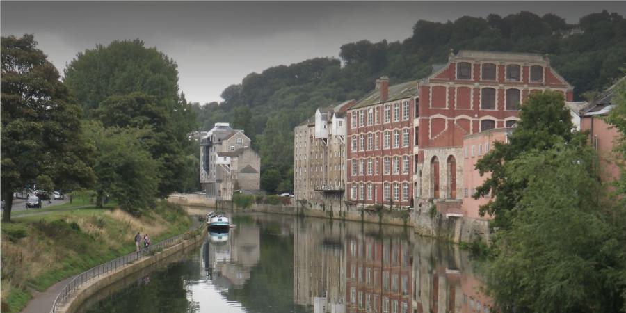 Historic buildings next to a canal