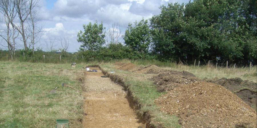 Evaluation trench at Norman Cross Camp, Cambridgeshire