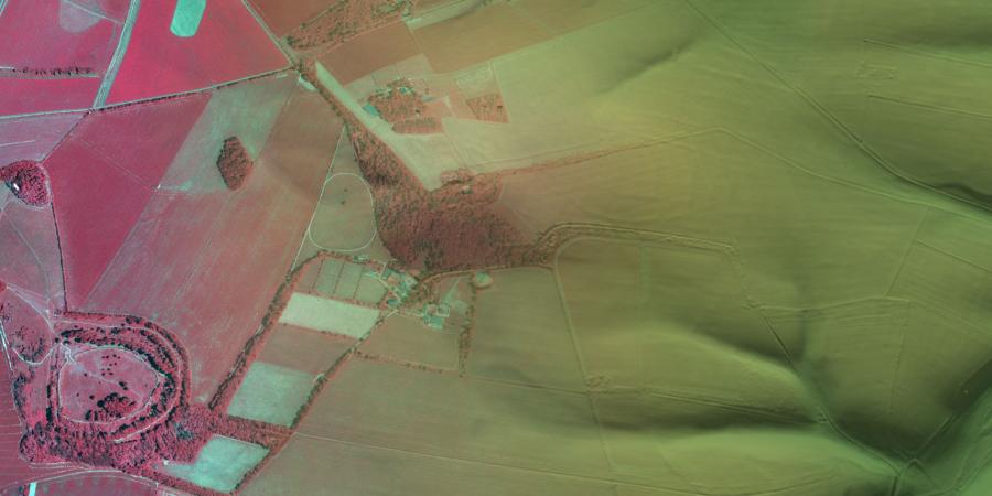 Remote sensing showing transition from near infrared image to LiDAR image