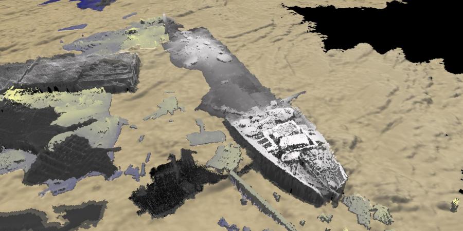 Point cloud from Scapa flow wreck survey, showing remains of the Rotherfield