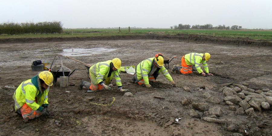 Excavation work at Steart Point, North Somerset
