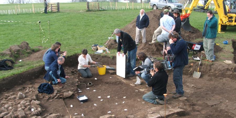 Time Team recording at Binchester Roman Fort, County Durham