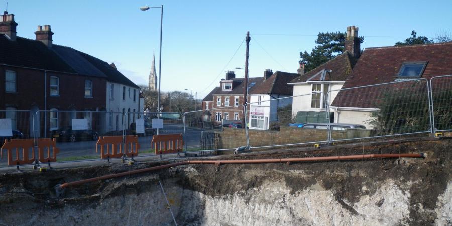 View of excavation at Tollgate Road and Fowlers Hill