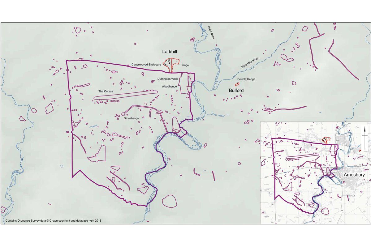 Map showing Bulford in relation to Stonehenge