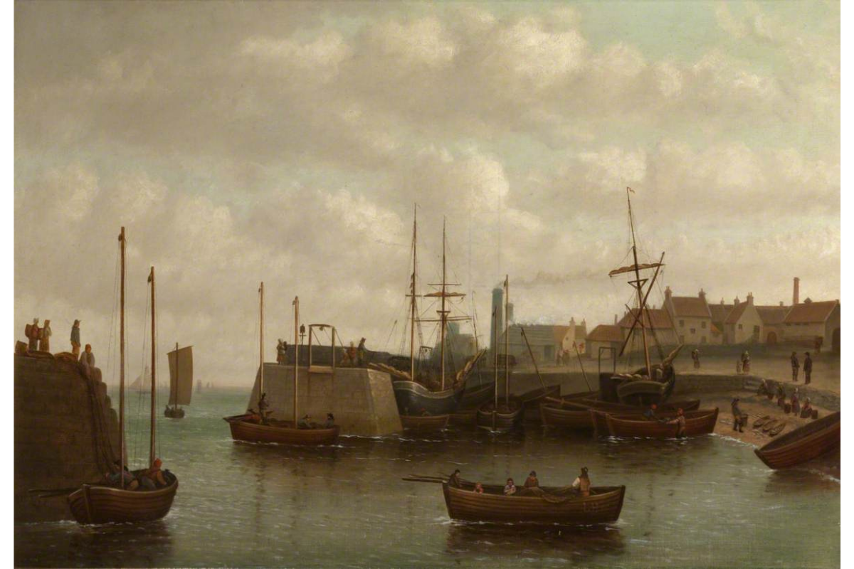 19th century painting Cockenzie Harbour