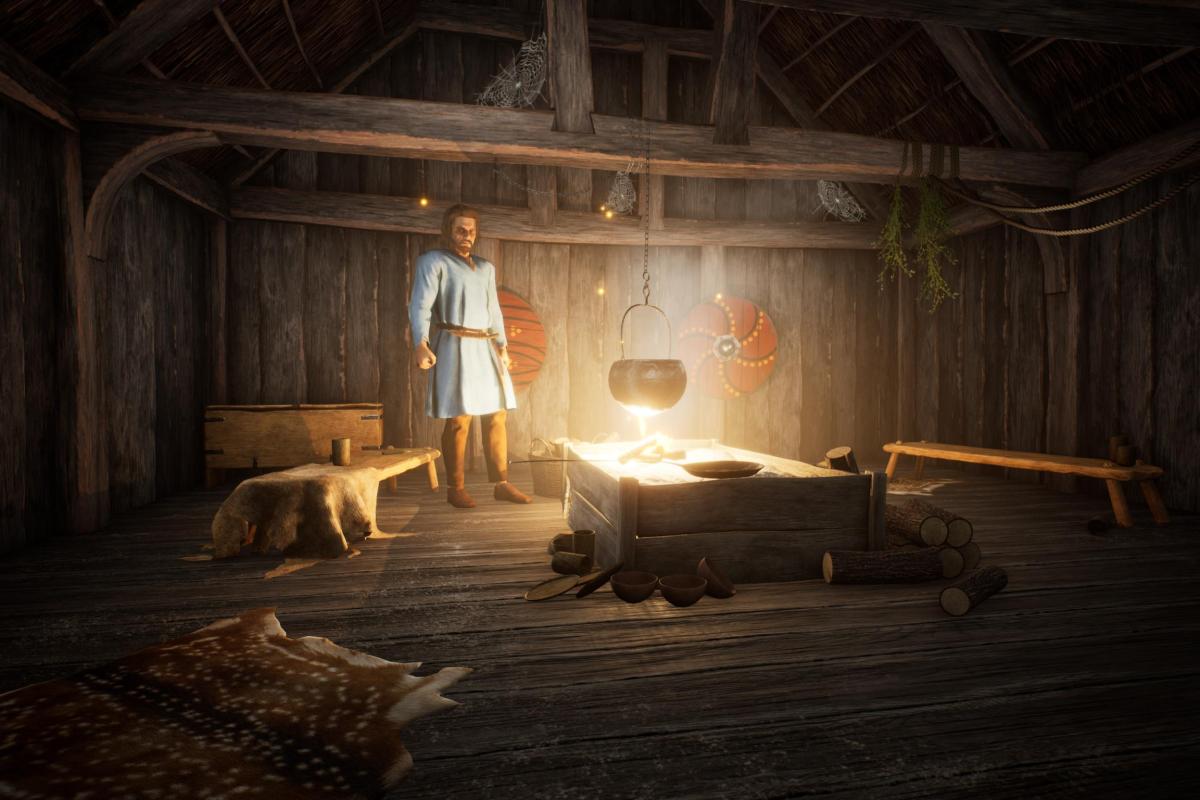 Cosy fire in our Virtual Reality 3D our virtual experience of Saxon homelife 