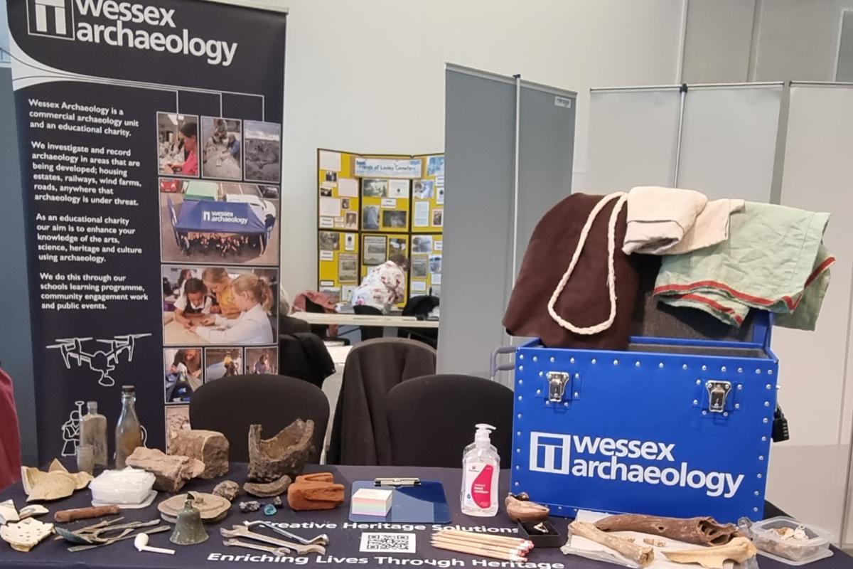 Wessex Archaeology stand set up at Sheffield Heritage Fair 2022 