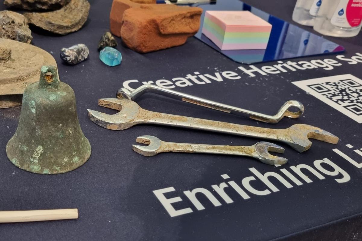 Industrial era artefacts on display at Wessex Archaeology stand at Sheffield Heritage Fair 2022 