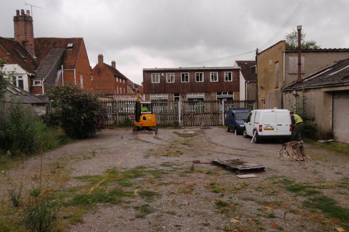The scene of excavations by Wessex Archaeology in Vanner's Chequer looking towards Salt Lane