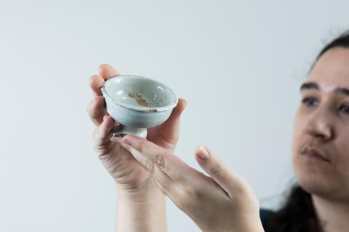 An ointment pot or 'beauty' pot which would have contained a salve or cold cream.