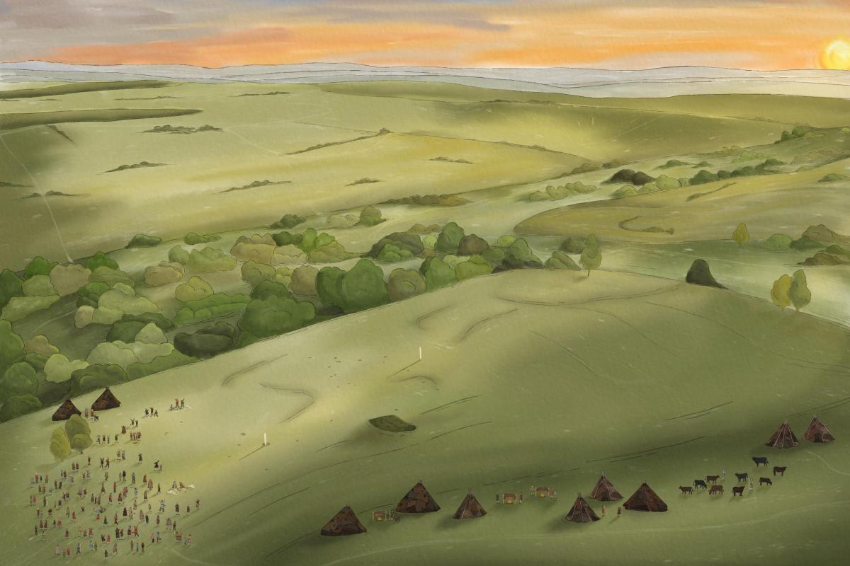 A reconstruction of summer solstice celebrations as they might have appeared at Bulford 5000 years ago