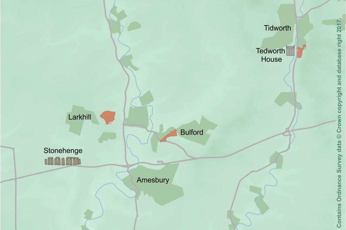 Map of Army Basing sites discussed around Stonehenge
