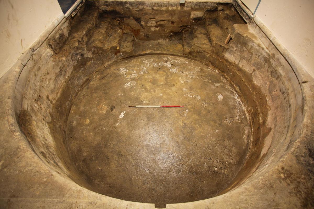 Fully excavated stone 18th century Cold Bath from Bath Assembly Rooms