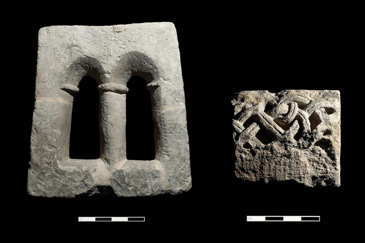 Worked stone from windows of the Anglo-Saxon Monastery at Bath