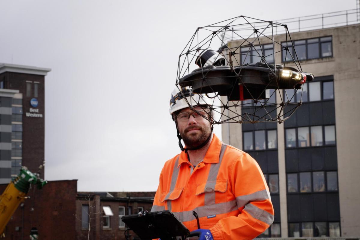 Drone used by archaeologists to record well at Sheffield Castle