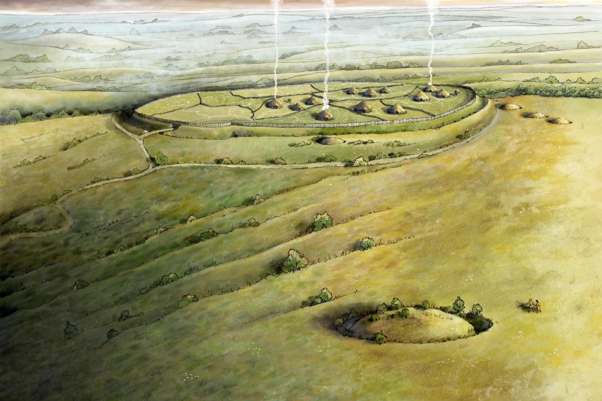 Wilbury iron age hillfort digital reconstruction by Jennie Anderson