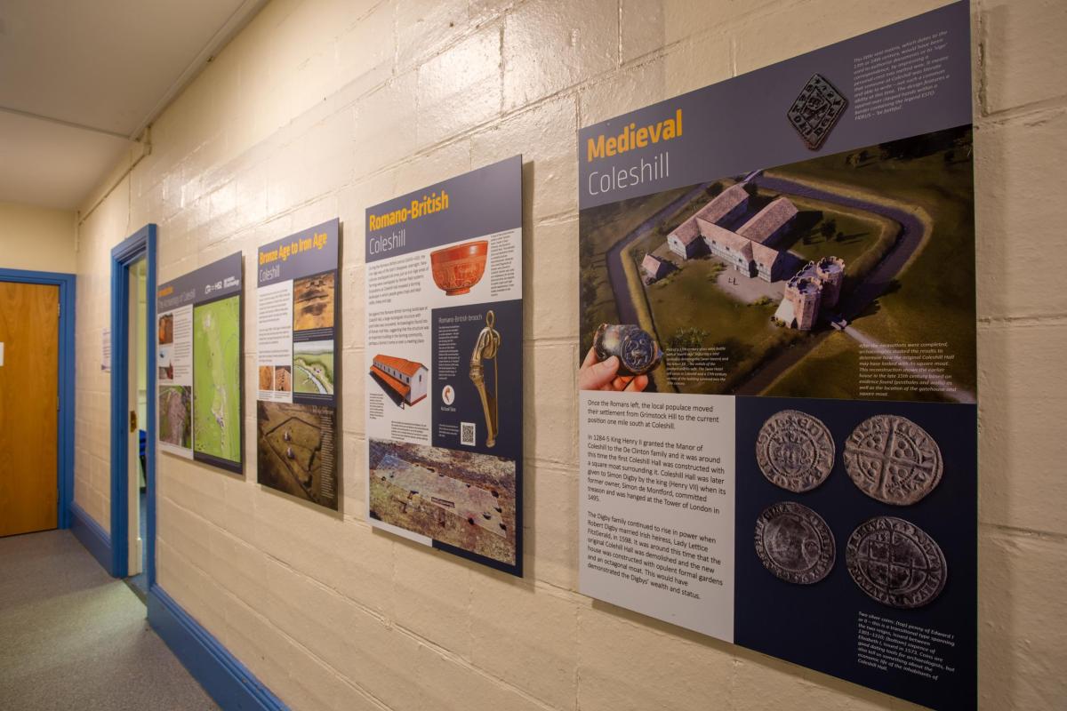Series of information panels in community hall