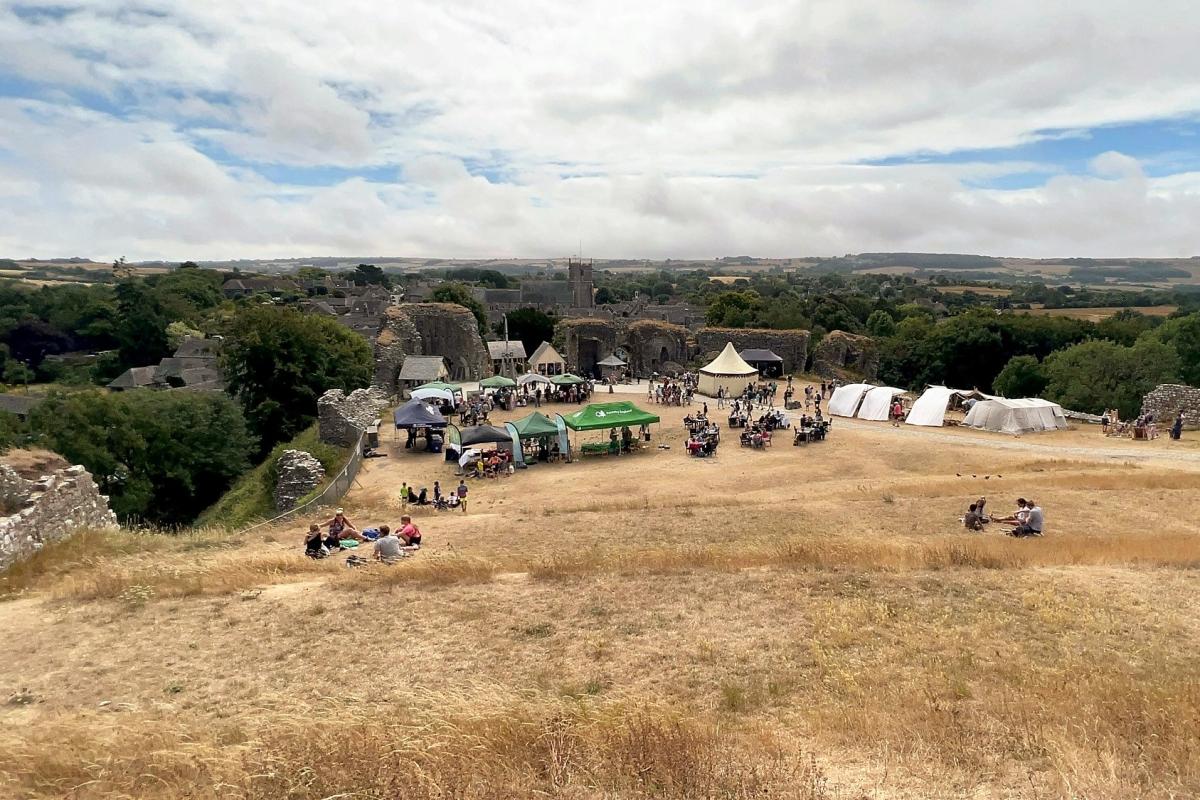 Panoramic view from the top of Corfe Castle 