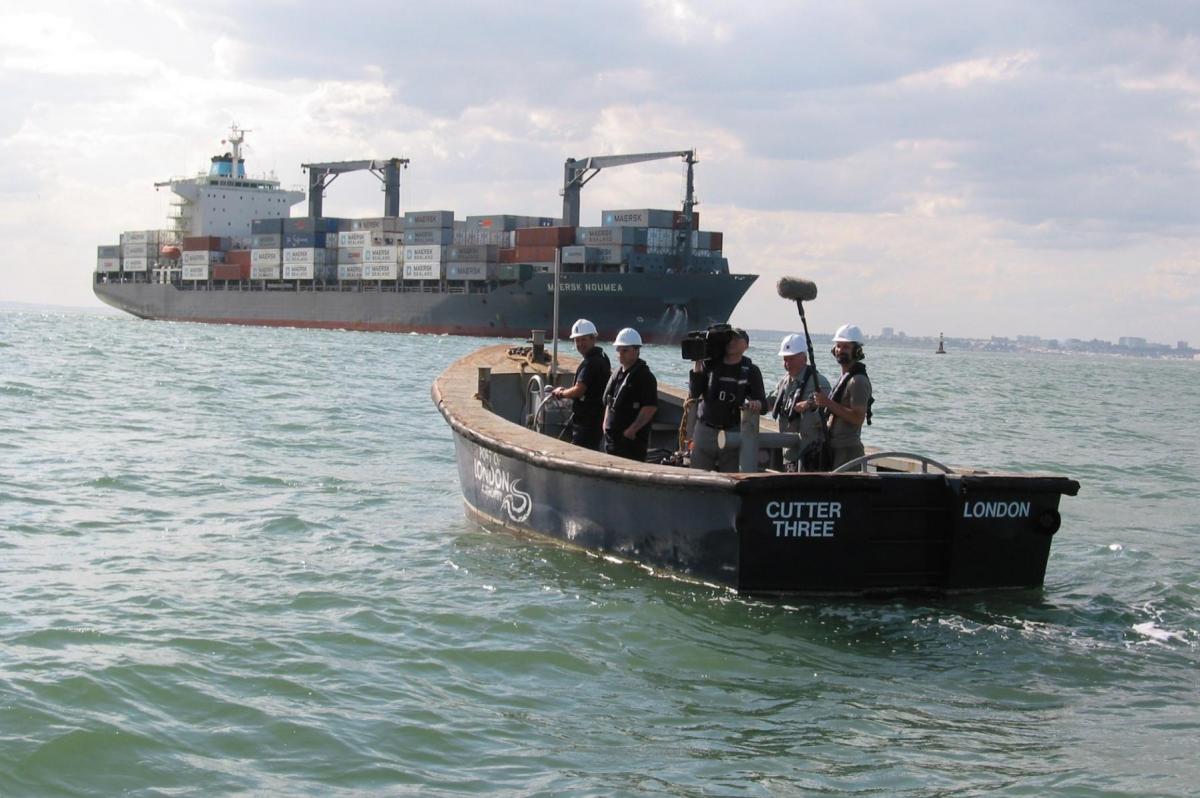 Filming of dive work and container ships on the River Thames