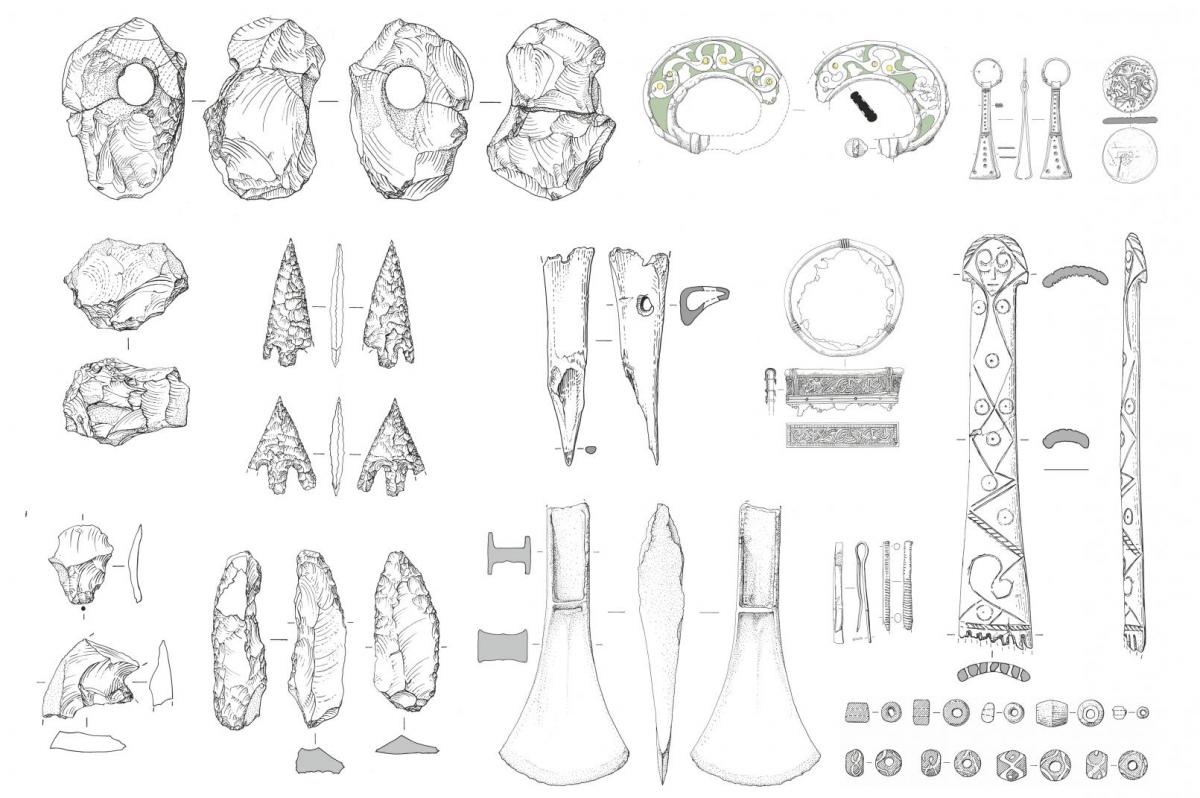 Selection of artefacts illustrated for publication