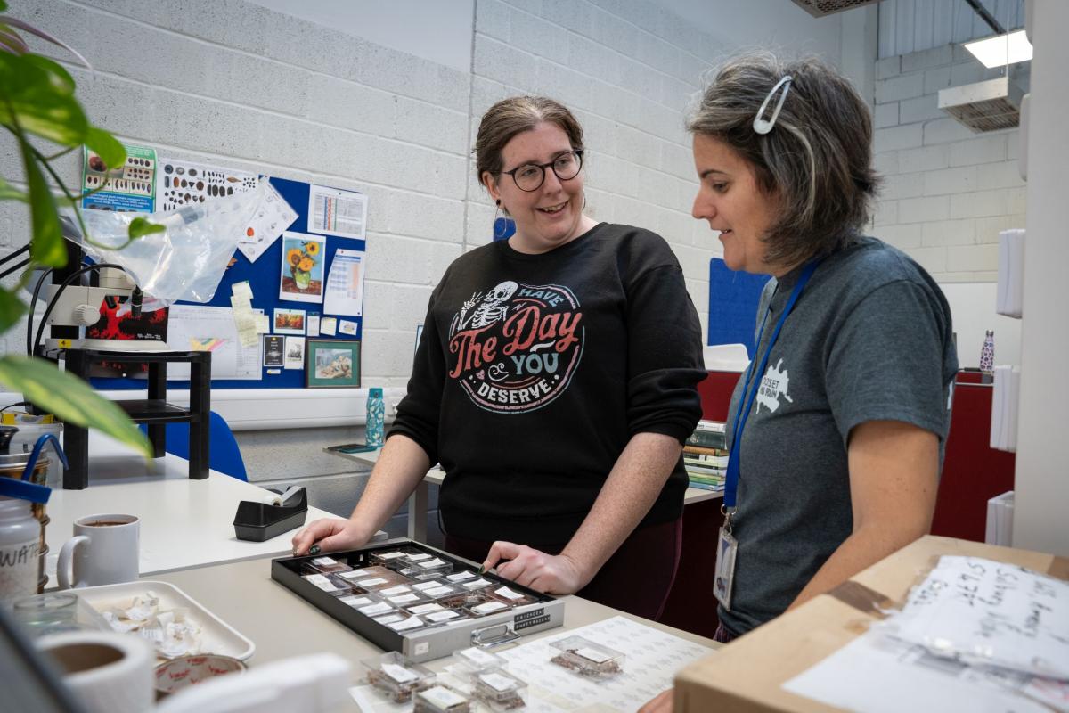 Fiona and Ines discuss environmental samples and how to identify them 