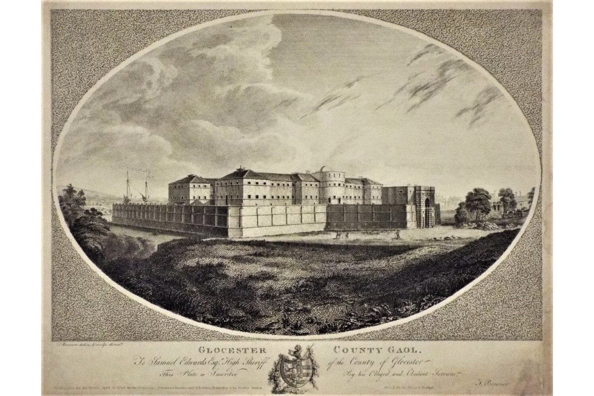 An illustration of Gloucester County Gaol in 1795, by Thomas Bonnor