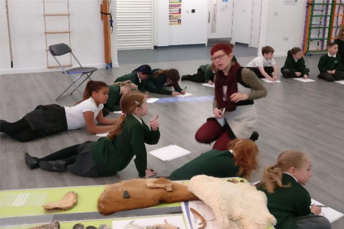 Kerry Lemon with pupils from Greentrees Junior School