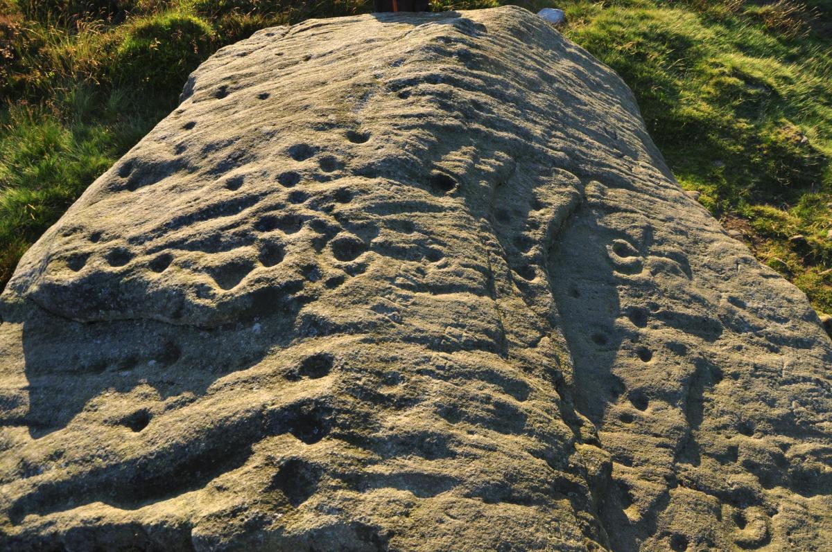 The Haystack cup and ring marked rock. 
